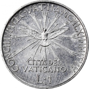 Реверс монеты Ватикан, 1 лира, 1962, Второй Ватиканский собор
