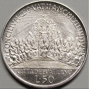 Реверс монеты Ватикан, 50 лир, 1962, Второй Ватиканский собор