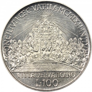 Реверс монеты Ватикан, 100 лир, 1962, Второй Ватиканский собор