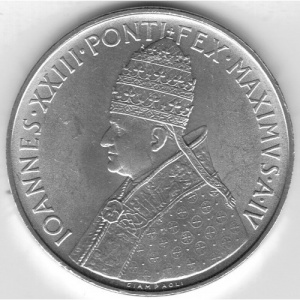 Аверс монеты Ватикан, 500 лир, 1962, Второй Ватиканский собор