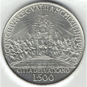 Реверс монеты Ватикан, 500 лир, 1962, Второй Ватиканский собор