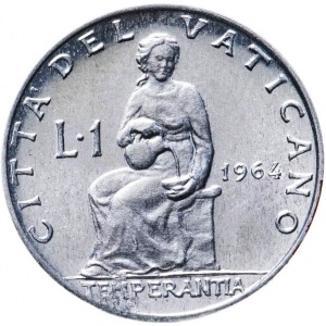 Реверс монеты Ватикан, 1 лира, 1963-1965