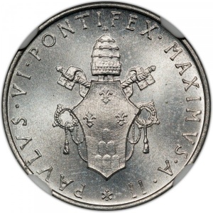 Аверс монеты Ватикан, 2 лиры, 1963-1965