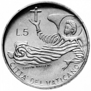 Реверс монеты Ватикан, 5 лир, 1969
