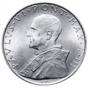 Аверс монеты Ватикан, 10 лир, 1963-1965