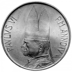 Аверс монеты Ватикан, 10 лир, 1966