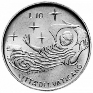 Реверс монеты Ватикан, 10 лир, 1969