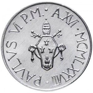 Аверс монеты Ватикан, 10 лир, 1978
