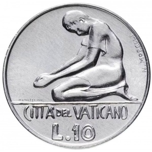 Реверс монеты Ватикан, 10 лир, 1978