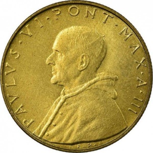Аверс монеты Ватикан, 20 лир, 1963-1965