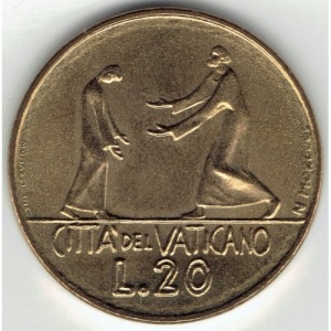 Реверс монеты Ватикан, 20 лир, 1978