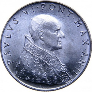 Аверс монеты Ватикан, 50 лир, 1963-1965