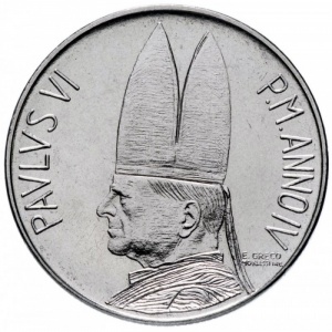 Аверс монеты Ватикан, 50 лир, 1966