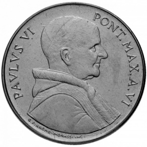 Аверс монеты Ватикан, 50 лир, 1968