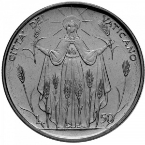 Реверс монеты Ватикан, 50 лир, 1968