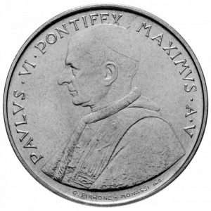 Аверс монеты Ватикан, 100 лир, 1967