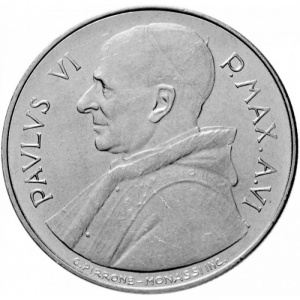 Аверс монеты Ватикан, 100 лир, 1968