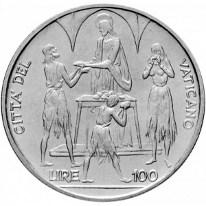 Реверс монеты Ватикан, 100 лир, 1968