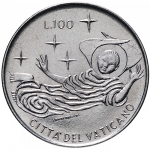 Реверс монеты Ватикан, 100 лир, 1969