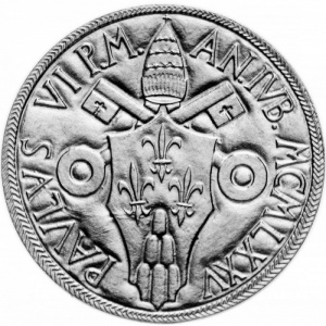 Аверс монеты Ватикан, 5 лир, 1975, Священный год