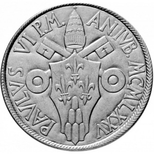 Аверс монеты Ватикан, 50 лир, 1975, Священный год