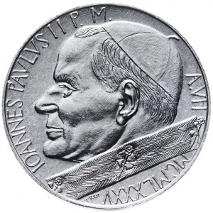 Аверс монеты Ватикан, 10 лир, 1985