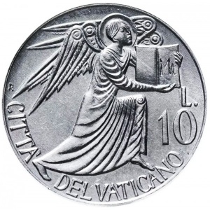 Реверс монеты Ватикан, 10 лир, 1985