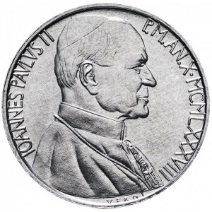 Аверс монеты Ватикан, 10 лир, 1988