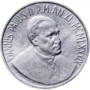 Аверс монеты Ватикан, 10 лир, 1989