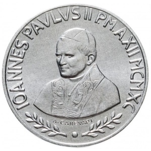Аверс монеты Ватикан, 10 лир, 1990