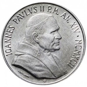 Аверс монеты Ватикан, 10 лир, 1992