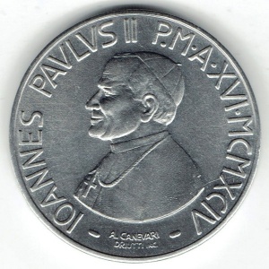 Аверс монеты Ватикан, 10 лир, 1994