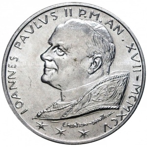 Аверс монеты Ватикан, 10 лир, 1995