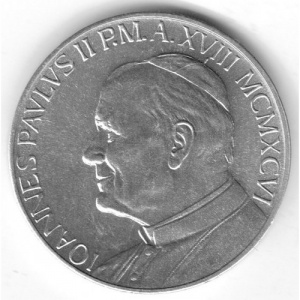 Аверс монеты Ватикан, 10 лир, 1996