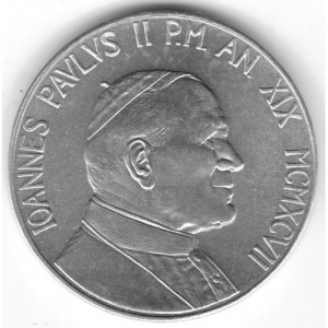 Аверс монеты Ватикан, 10 лир, 1997