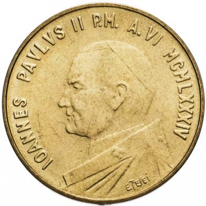 Аверс монеты Ватикан, 20 лир, 1984