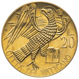 Реверс монеты Ватикан, 20 лир, 1985