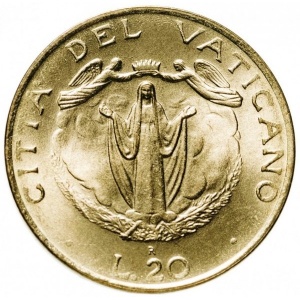 Реверс монеты Ватикан, 20 лир, 1987