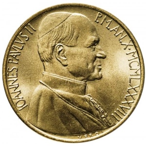 Аверс монеты Ватикан, 20 лир, 1988, Искушение Адама и Евы