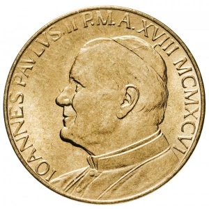 Аверс монеты Ватикан, 20 лир, 1996