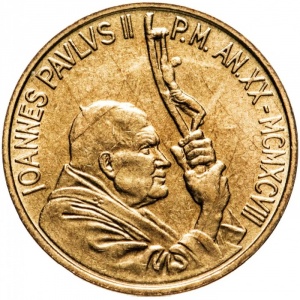 Аверс монеты Ватикан, 20 лир, 1998