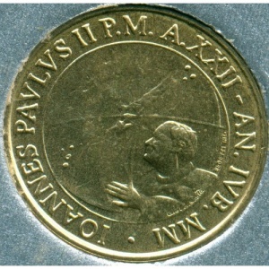 Аверс монеты Ватикан, 20 лир, 2000