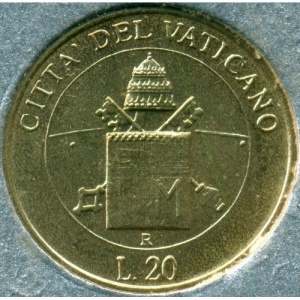 Реверс монеты Ватикан, 20 лир, 2000