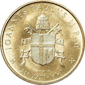 Аверс монеты Ватикан, 20 лир, 2001