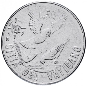 Реверс монеты Ватикан, 50 лир, 1984