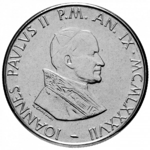 Аверс монеты Ватикан, 50 лир, 1987
