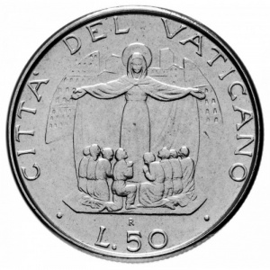 Реверс монеты Ватикан, 50 лир, 1987