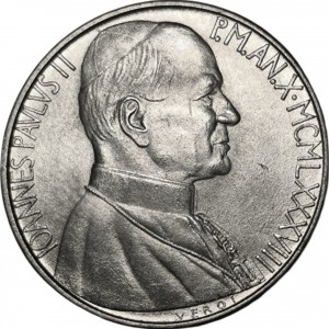 Аверс монеты Ватикан, 50 лир, 1988