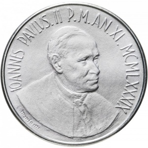 Аверс монеты Ватикан, 50 лир, 1989