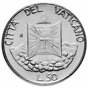 Реверс монеты Ватикан, 50 лир, 1990